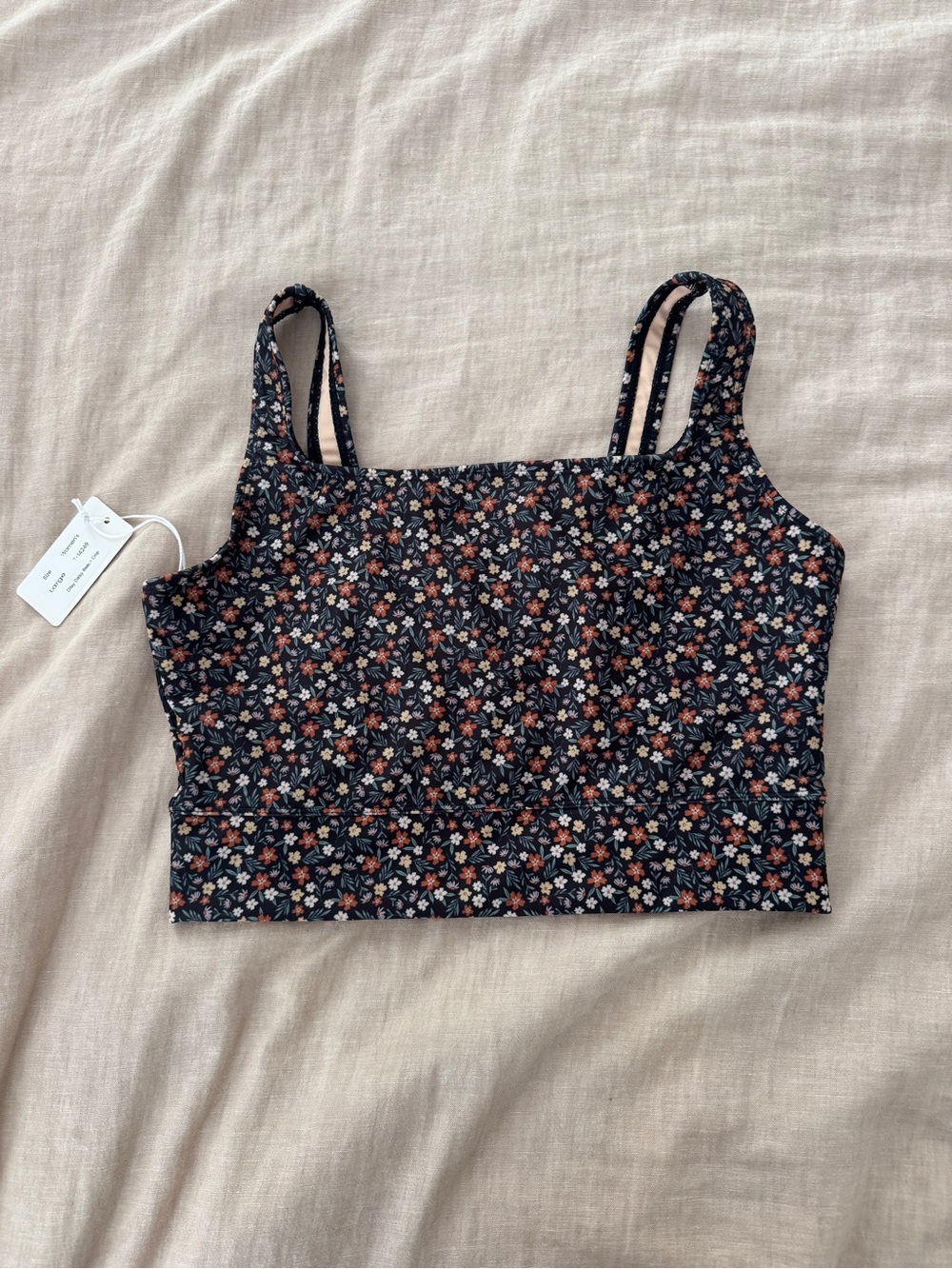 NWT Livy and Kate DITSY DAISY BEACH CROP Swim Top - Navy/Multicolor Size Large